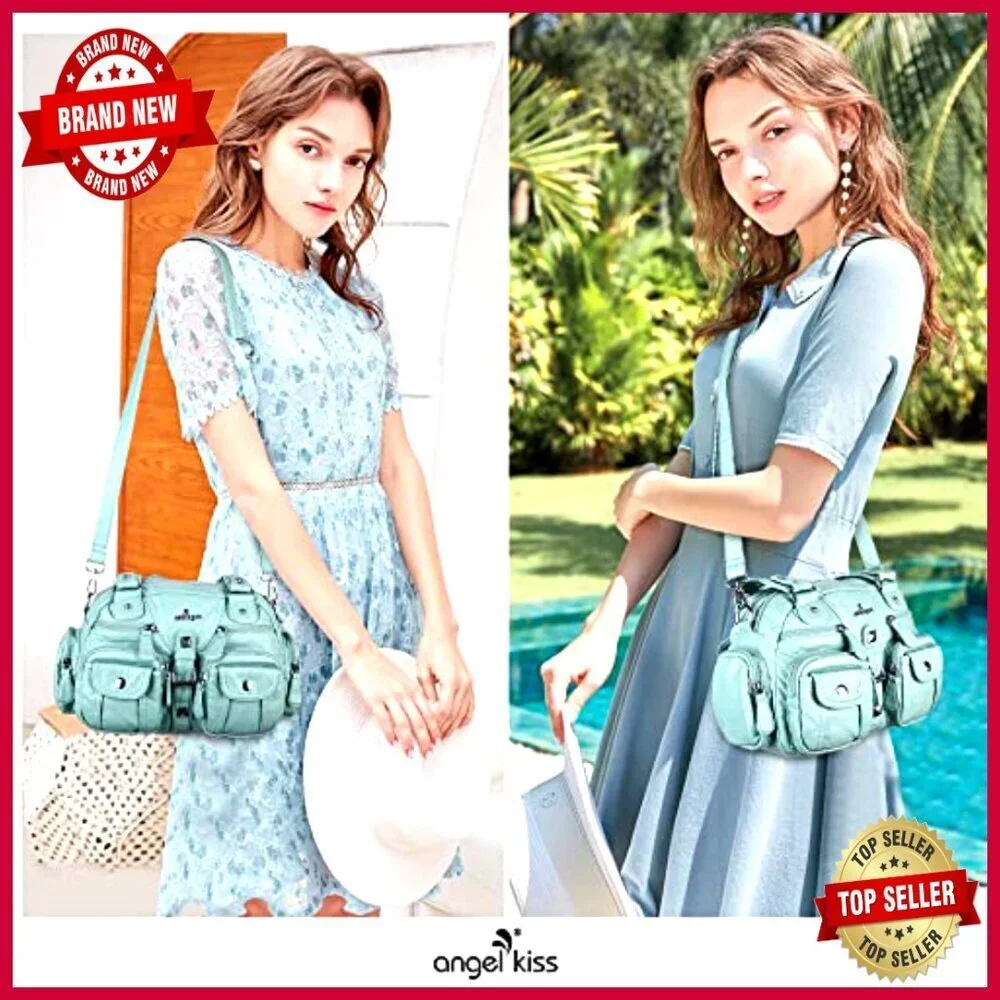 Soft PU Leather Hobo Crossbody Bag with Multiple Pockets Adjustable Strap